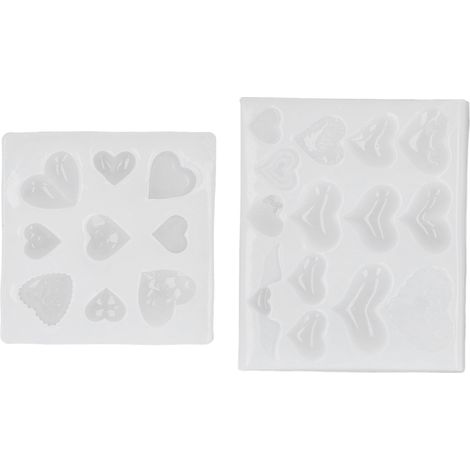 Moule à chocolat en silicone cœur, lot de 2, motif fondant, antiadhésif, facile à nettoyer, DIY pâtisserie, moule à gâteau résistant à la chaleur. (1/5)