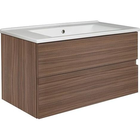 Meuble sous-vasque + Céramique EGAN, Olmo Tabacco, 2 tiroirs, 853x466x455mm (1/2)