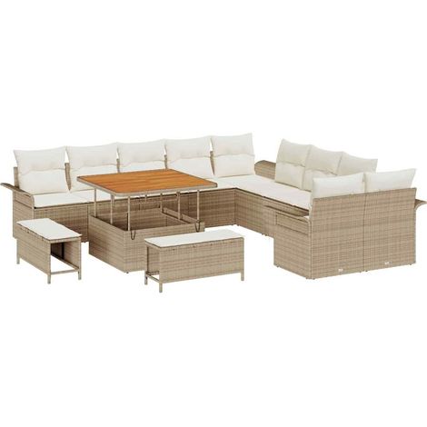 Maison Exclusive - Gartensofa-set mit Kissen 13 pcs Beige Poly-Ra