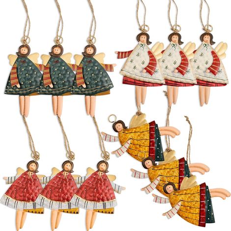 Lot de 12 Décorations de Noël, Anges en fer-blanc, Figurines dansantes, Suspension pour sapin et intérieur (1/5)