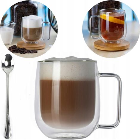 Mug isotherme en verre avec anse 300 ml
