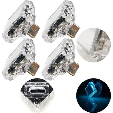 Mini veilleuse Type-C carré tactile bleu glacier 5V/1A Feux Secours Lumière LED PC paquet quatre convient à diverses prises Type C telles que les alimentations mobiles et les voitures (1/4)
