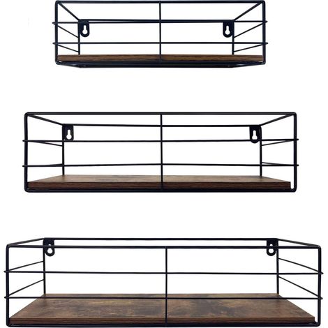 Étagère Murale Noir Lot de 3, Étagère Flottante pour Chambre, Cuisine et Salle de Bain (1/5)