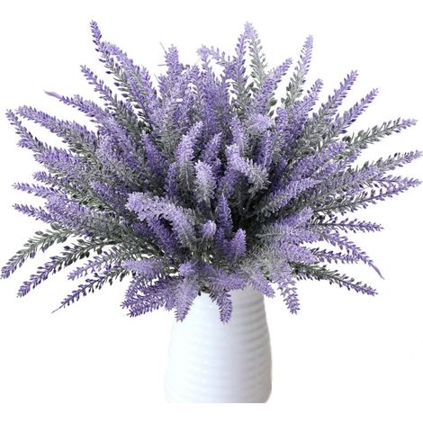 8 bouquets de belle lavande violette, bouquets décoratifs, plantes artificielles, fleurs artificielles, fleurs de simulation réalistes pour le rebord de fenêtre de la chambre à coucher, Overtop Floral (1/5)