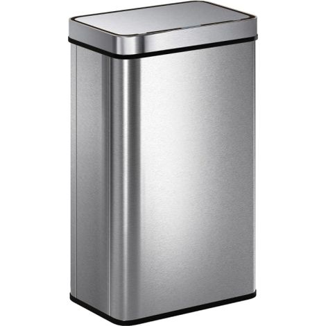 Poubelle de 60 L à ouverture automatique par capteur, couvercle automatique, acier inoxydable, polyvalente, couleur argent (1/4)