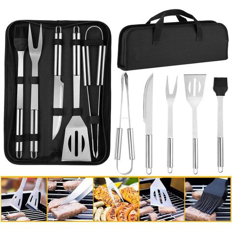 5 Pieces BBQ Tool Set, BBQ Utensils for Grilling, Stainless Steel BBQ Accessories, Grill Tools for Outdoor Camping Garden BBQ (1/5)