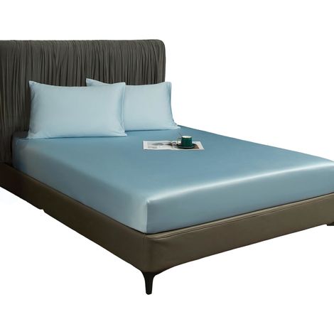 Lenzuolo Angoli 90x200x30 cm Liscio Traspirante Azzurro (1/5)
