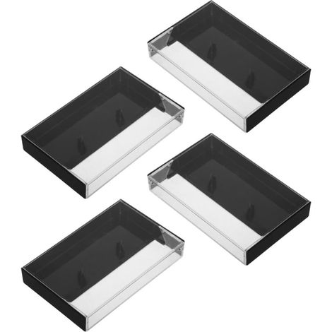 Boîtes à Cassettes Gain de Place Vintage Lot de 4 en Plastique Transparent Organisateur Unique pour Cristaux et Petits Objets pour Bureaux et Étagères (1/5)