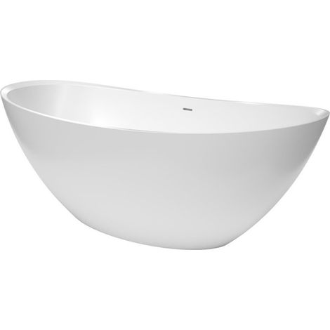 Swiss Aqua Technologies Paula 167x81,8 cm Baignoire îlot en marbre Coulé 260L, sans pieds, blanc (SATPA1670) (1/5)