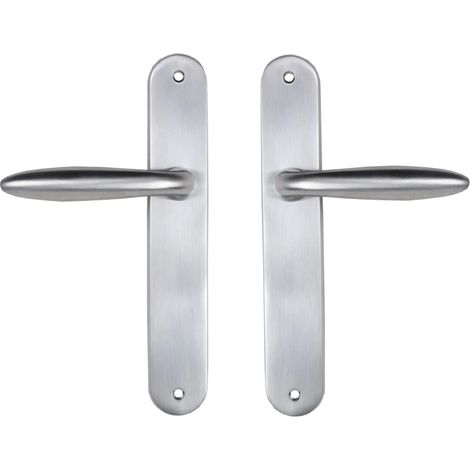 1 Paire - Poignée De Porte - Plaque De Propreté - Zamak Chromé Satiné - Pour Porte Intérieure Sans Clé - Argent - 225x38cm (1/4)