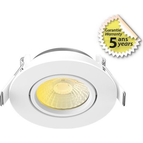 Spot encastrable blanc 6W – CCT 2700K-4000K – IP65 pour espaces humides – Angle d'éclairage 60° – Aluminium et PC – Miidex Lighting (1/7)