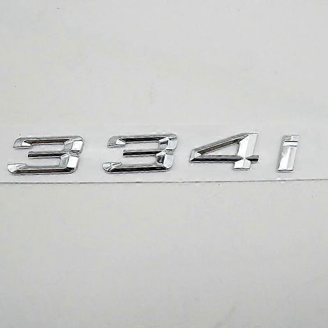 Autocollants logo chromés pour coffre arrière de BMW Série 3 E30 E36 E46 E90 F30 (318i, 323i, 320i, 325i, 328i, 316i, 330i) - Couleur : 334i (1/4)