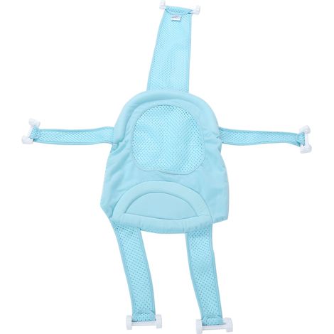 Filet de bain bébé porte-siège hamac douche maille berceau baignoire pour bain bleu clair anneaux support (1/5)