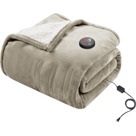 Couverture Chauffante 130x180cm Une Touche Plaid Chauffant Kaki (1/5)