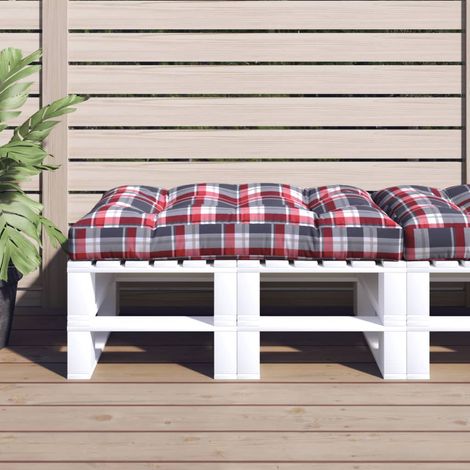 Cuscino per Pallet a Quadri Rossi 120x80x12 cm in Tessuto vidaXL