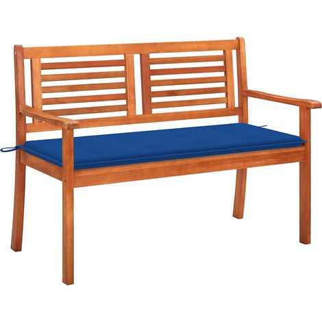 Banc de jardin 2 places avec coussin 120 cm Bois d'eucalyptus