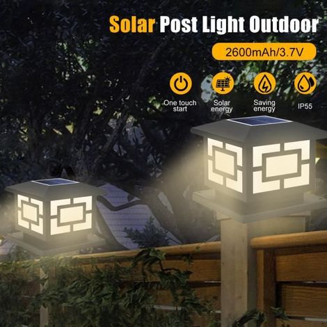 HOXILEELEOLumière solaire bicolore de 20cm en plastique, Lampe solaire de tête de pilier, éclairage de pilier de barrière de villa (1/4)