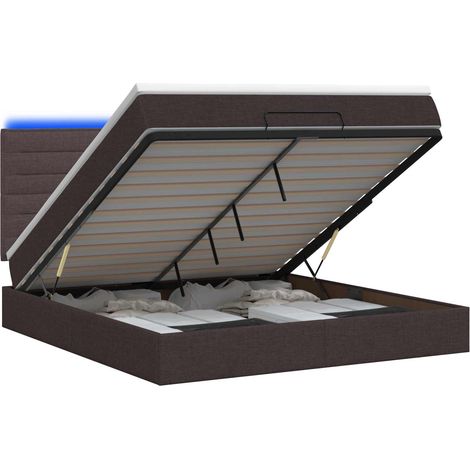 Letto Ottomano con Materasso e LED Marrone Scuro 140 x 190 cm vidaXL (1/5)