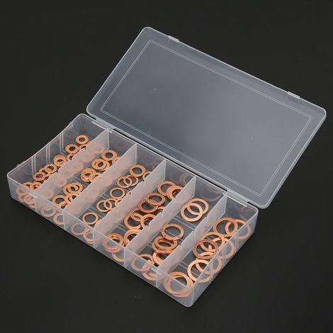 Lot de 110 Rondelles Cuivre Plat Joint Étanchéité Fixation Assortiment pour Pompe Automobile (1/5)