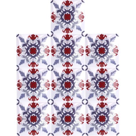 Lot de 10 stickers PVC imitation carrelage, antidérapant, autocollant, imperméable, pour sol cuisine, salle de bain, maison (BS67) (1/5)