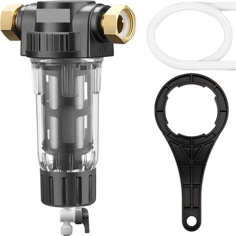 Système de filtre à eau Pré filtrer les sédiments de toute la maison, préfiltre central de filtre à eau, système de purification à contre-courant en acier inoxydable ( Color : Host and 1x Filter , Siz (1/5)