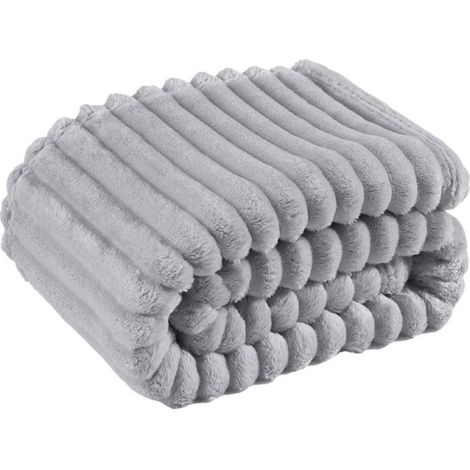 Couverture douillette - Couverture polaire douce - Douce et chaude - Couverture côtelée confortable - Couvre-lit douillet pour lit et canapé - 100 x 150 cm - Gris foncé (1/5)