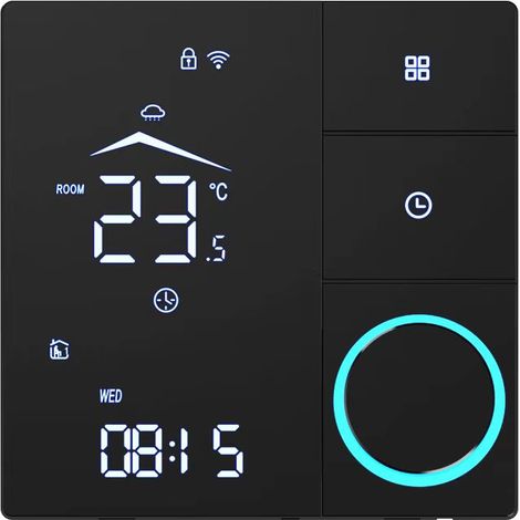 Intelligenter Thermostat 16A ohne WLAN – Touch-Bedienung, programmierbar für elektrische Heizung (inkl. 3 m Sensorkabel), Schwarz – M9