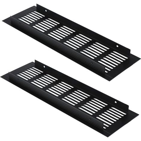 Confezione da 2 griglie di ventilazione interne in lega di alluminio nero da 80 mm x 250 mm
