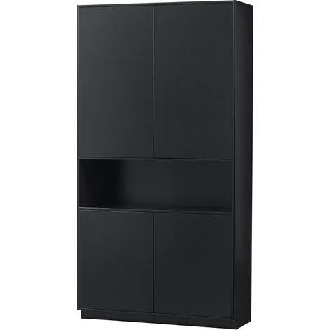Buffet haut moderne en bois de pin massif noir ALICANTE (1/5)