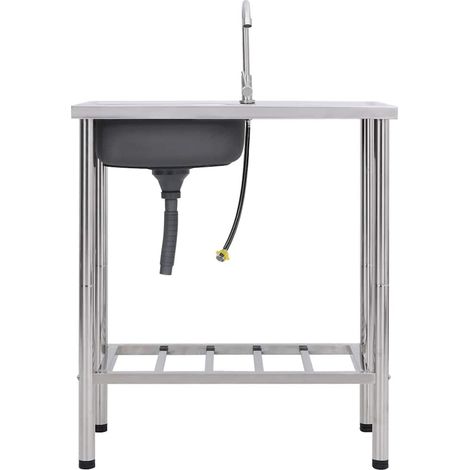 Maison Exclusive - Lavello da Campeggio Vasca Singola con Rubinetto Acciaio Inox