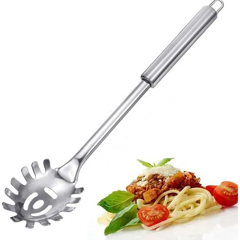 Fourchette à pâtes, cuillère à spaghetti, cuillère à pâtes en acier inoxydable durable, cuillère à spaghetti résistante à la chaleur, 30 cm