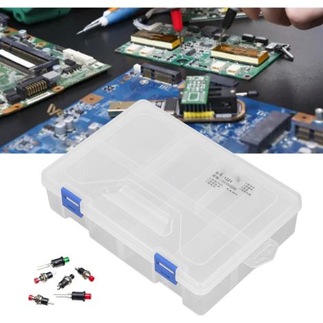 Boîte de rangement à 2 couches et 8 compartiments 1221, boîte de rangement transparente en plastique PP pour composants électroniques, boîte de séparation pour pièces. (1/5)