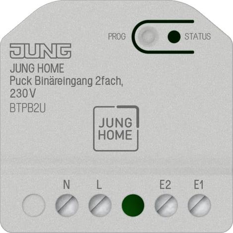 JUNG HOME BTPB2U PUCK ENTRÉE BINAIRE 2 VOIES 230 V ENCASTRÉE BLUETOOTH MESH  ENTRÉE POUR BOUTONS ET CAPTEURS