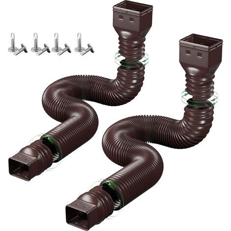 Juego de 2 mangueras flexibles para desagüe de canalones, montaje de canalones, extensión de 53 a 152 cm, conector para tubo de agua de lluvia, expandible para la mayoría de tuberías de agua de lluvia (1/5)