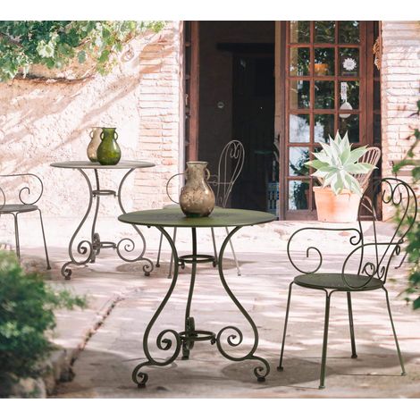Set Etienne Tavolo Ø 70 cm + 2 Poltrone Colore Verde Foresta (1/4)