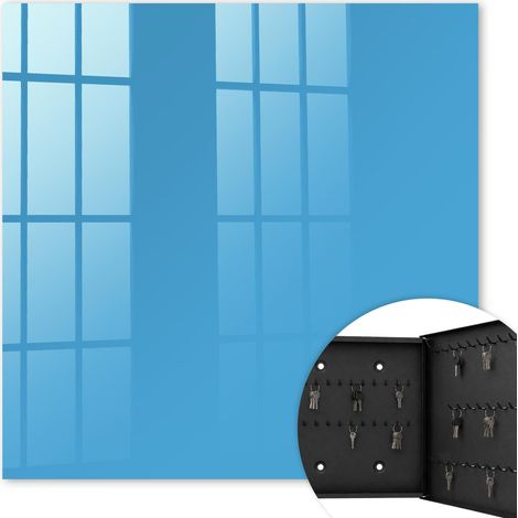 Armoire à clés - (30 cm x 30 cm) - Boîte à clés murale - Coffret de rangement pour clés - Couleur noire - Ouverture vers la droite - Pour maison et bureau - Eau bleue (1/5)