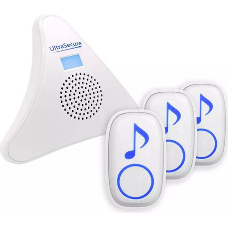 Kit d'appel triple panique SOS sans-fil 300m 3 boutons + carillon triangle alimentation de secours 35 mélodies (DA600+) (1/5)