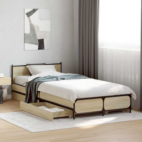 vidaXL Struttura letto con testata con ruota Rovere Sonoma 80 x 200 cm (1/5)