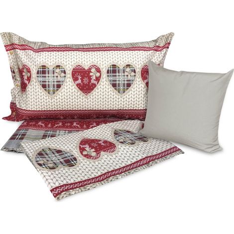COPRIPIUMINO tirolese BALME CON CUSCINO arredo in puro cotone Cm. 200X200 (1/4)
