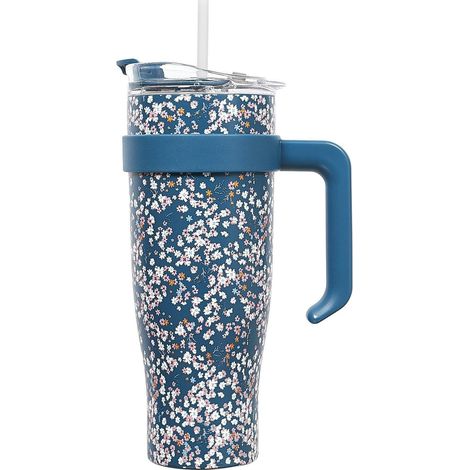 Mug isotherme bleu à motif floral Miami (1/3)