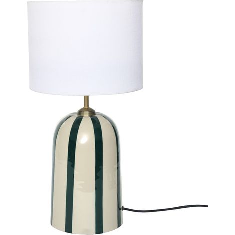 Lámpara de sobremesa de metal con pantalla blanca y verde (1/5)