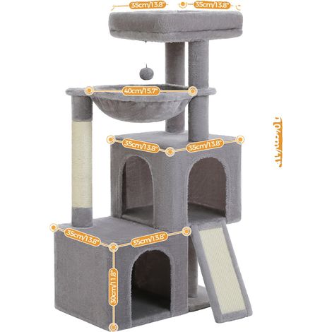 Árbol para gatos, diseño de 4 niveles, cómodas casitas y hamaca. (1/2)