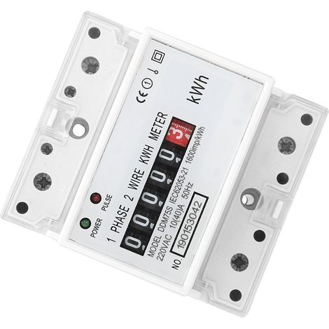 Compteur d'énergie monophasé 4 pôles à LED, affichant la consommation électrique sur rail DIN (DDM75S 10-40 A) (1/5)