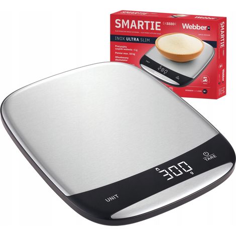Bilancia da cucina WEBBER INOX, elettronica, precisa, LCD, 10 kg, USB, tara (1/3)