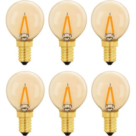 RHG G40 Vintage Mini Ampoule E14 LED 1W, Ambre Edison Ampoule E14 de Remplacement 10W pour Lumières Décoratives, Blanc Chaud 2200K, Non Dimmable, Lot de 6