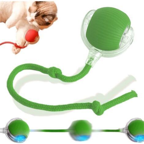 Interactive Katzenspielzeug, Katzenball, interactive Katzenspielzeug, 360 Grad drehbares Katzenspielzeug, mit LED-Licht, mit Seil, wiederaufladbar über USB (1/4)