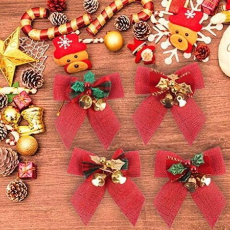 Autres décorations de Noël, couronne non éclairée avec noeud et cloche avec sapin de Noël, décorations de Noël, décorations pour la maison, petites décorations de Noël. (1/4)