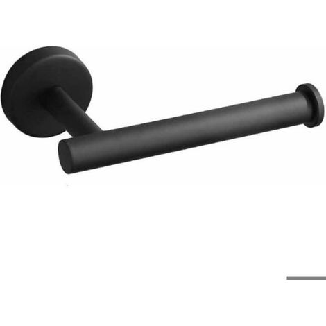 Porte-papier toilette mural - Noir mat - Acier inoxydable - Résistant à la rouille