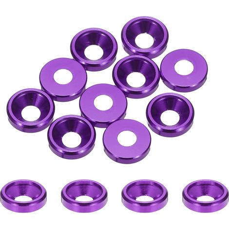 10 Pièces Rondelles à Tête Fraisée, Rondelles de Tasse M3 x 8 mm, Rondelle Fraisée, Rondelle Boulon En Aluminium Pour vis à tête, tige filetée, Accessoires Mécaniques, Violet (1/5)