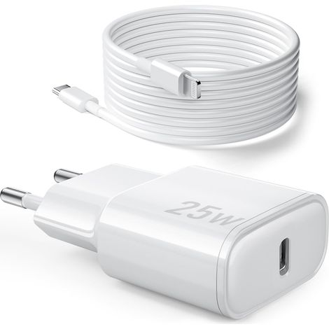 25W Fast Charger for iPhone, PD 3.0 USB C Plug with 1M Lightning Cable for iPhone 14/14Pro/13/13 Mini/13 Pro/13Pro Max/12/12Pro/12 Pro Max/11/11 Pro/11 Pro Max/iPad 5/6/7/8/9/Mini 2/3/4/5 (1/5)